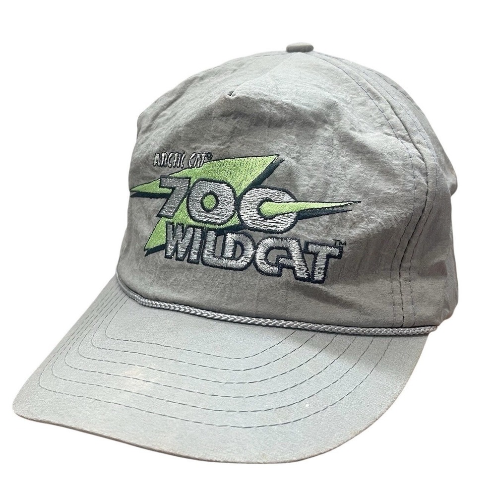 90s Arctic Cat 700 Snapback Hat Snowmobile Motor Sports Black Racing Cap VTG USA